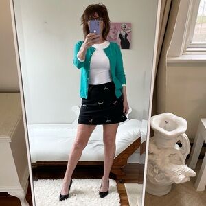 VINTAGE BLACK SKORTS ZIPPER HIGH HEEL EMBROIDERY ZIPPER BLUE PINK YELLOW